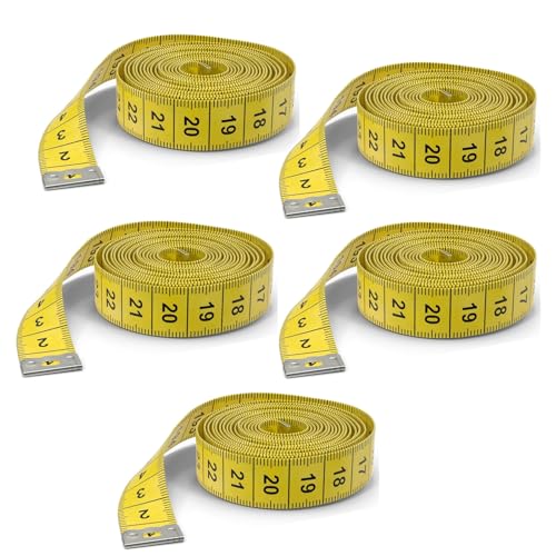 5 Bände Maßband Körpe 200cm/79 Zoll, 2 in 1 - Massband Maßband cm + INCH Schneidermaßband, Doppelseitige Measuring Tape Flexible Bandmaß von cuhostki