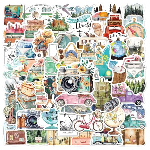 50 Stück Sommerferien Reise Aufkleber Aesthetic Stickers Set für Koffer Laptop Gitarre Skateboard Mug Scrapbook Journal Phone Case Dekor Aufkleber für Journaling Kartengestaltung von cuhostki