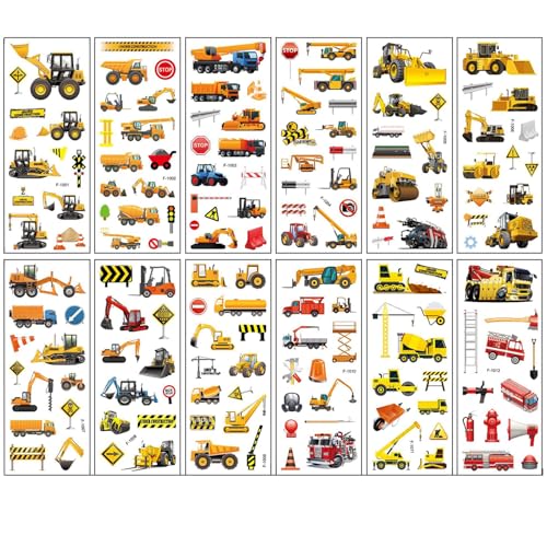 Auto Bagger Sticker, 12 Bögen 3D Fahrzeug Traktor Stickers Set, 3D-Aufkleber Für Kinder, Niedlich Wasserdicht Fahrzeuge Aufkleber Diy-Dekoration, Aufkleber Für Mädchen Jungen Lehrer Basteln Scrapbooki von cuhostki