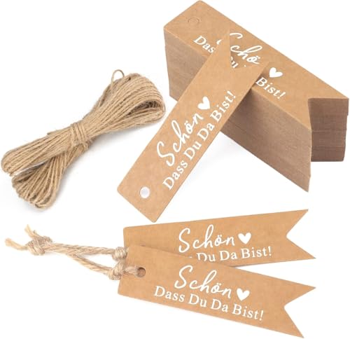 Geschenk Anhänger mit Jute Schnur Hangtag Anhänger Etiketten Tags für Flohmarkt Verpackten Hochzeitsdeko DIY Klein Hochzeit Anhänger für Gastgeschenke Geschenkverpackung von cuhostki