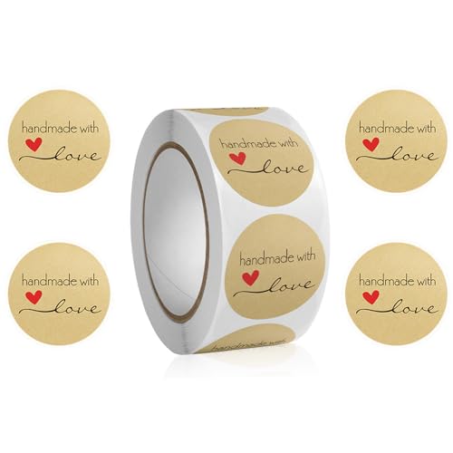 500 Stück Etiketten Selbstklebend, 25 mm Marmeladen Etiketten, Aufkleber Zum Beschriften, Rund Handmade Sticker Geschenkaufkleber, Für DIY Backen, Briefumschlag, Hochzeit Geschenktüten Dekoration von cuhostki