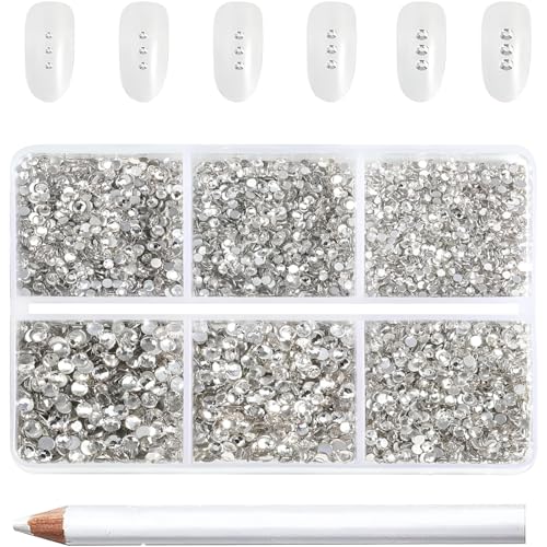 Nail Art Strasssteine, 7200pcs 6 Größen Kristall Strasssteine, Perle Nail Art Zubehör, Kristall Strasssteine Für Kunsthandwerk, Für Nagel, Bekleidung, Diy (SS3-SS10) von cuhostki