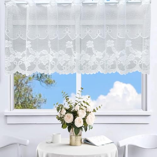 cuhostki Scheibengardinen, Transparent Jacquard Gardine, Weiß Bistrogardine, Landhaus Bistrogardine, Moderne Transparente Kurzgardine HxB 150x45cm 1 Stück von cuhostki