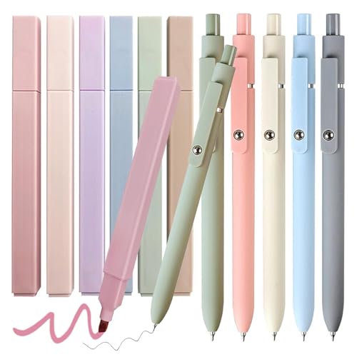 cuhostki Textmarker Pastell Set, 11 Stück Textmarker Pastell Set With Aesthetic Gelstifte, No Bleed Dry Fast Highlighter Marker Pens Für Journal Bibel Büro Schulbedarf von cuhostki