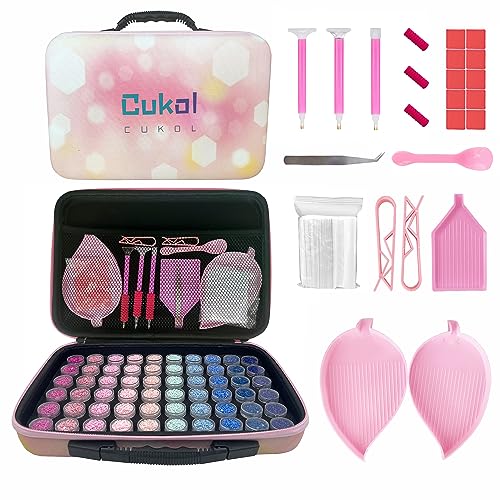 Cukol Cukol Diamond Painting Zubehör Boxen, 5d Diamant Diamond Painting Koffer Aufbewahrungsbox Aufbewahrung Box Organizer 60 Groß Dosen Zubehöhr Set für Diamontpating Steine von cukol cukol