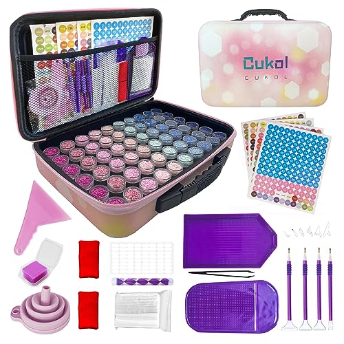 Cukol Cukol Diamond Painting Zubehör Boxen, 5d Diamant Diamond Painting Koffer Aufbewahrungsbox Aufbewahrung Box Organizer 60 Groß Dosen Zubehöhr Set für Diamontpating Steine von cukol cukol