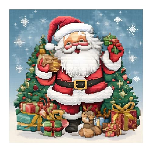 Cukol Cukol Kreuzstich Set Vorgedruckt Weihnachtsmann, Stickvorlagen Stickbilder Vorgedruckt Kreuzstich Stickpackungen Stickpackung Cross Stitch Embroidery Kit Stickset Sticken Set Erwachsene Anfänger von cukol cukol