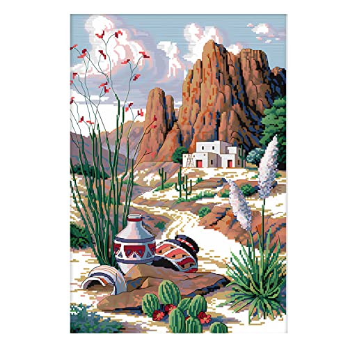 cukol cukol Kreuzstich Set Vorgedruckt Erwachsene Berglandschaft, Stickvorlagen Stickbilder Vorgedruckt Kreuzstich Stickpackungen Stickpackung Stickbild Stickset Sticken Set Cross Stitch Kit 43 x 60 von cukol cukol