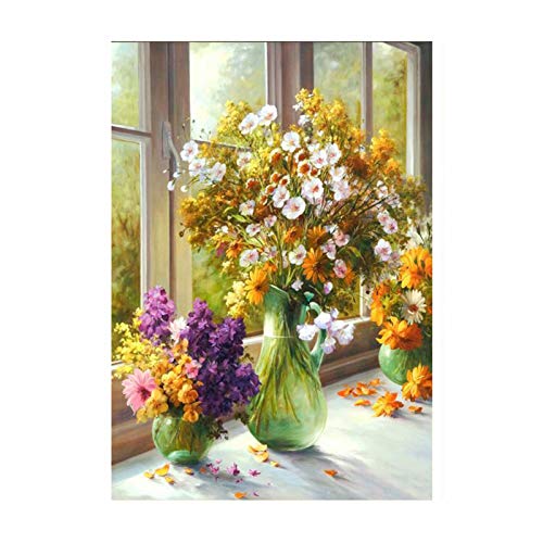 Cukol Kreuzstich Set Vorgedruckt Erwachsene Blumen, Stickvorlagen Stickbilder Vorgedruckt Kreuzstich Stickpackungen Stickpackung Stickbild Stickset Sticken Set Cross Stitch Kit 36 x 46 cm von cukol cukol