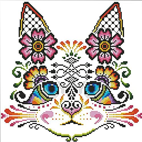 Cukol Kreuzstich Stickpackungen Vorgedruckt Set Erwachsene, Katze Stickvorlagen Stickbilder Vorgedruckt Kreuzstich Stickpackung Zum Sticken Starter Set FüR Erwachsene Kinder AnfäNger, Cross Stitch Kit von cukol cukol