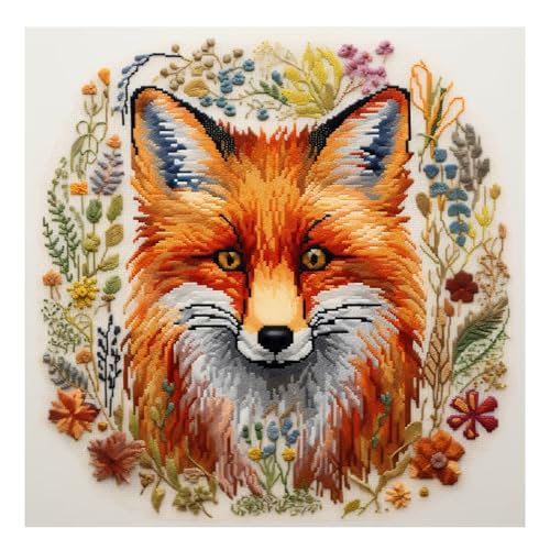 cukol cukol Kreuzstich Set Vorgedruckt Fuchs, Stickvorlagen Stickbilder Vorgedruckt Kreuzstich Stickpackungen Stickpackung Tier Cross Stitch Embroidery Kit Stickset Sticken Set Erwachsene Anfänger von cukol cukol