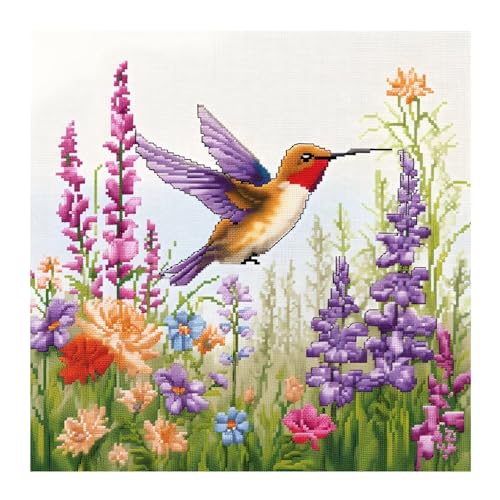 cukol cukol Kreuzstich Set Vorgedruckt Kolibri, Stickvorlagen Stickbilder Vorgedruckt Kreuzstich Stickpackungen Stickpackung Tier Cross Stitch Embroidery Kit Stickset Sticken Set Erwachsene Anfänger von cukol cukol