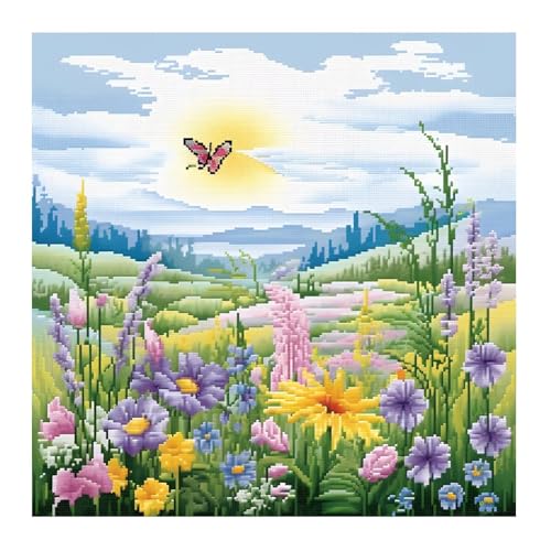 cukol cukol Kreuzstich Set Vorgedruckt Naturlandschaft, Stickvorlagen Stickbilder Vorgedruckt Kreuzstich Stickpackungen Stickpackung Cross Stitch Embroidery Kit Stickset Sticken Erwachsene Anfänger von cukol cukol