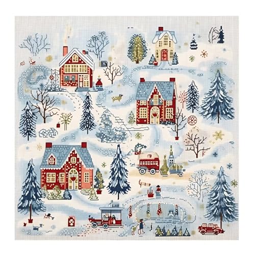 cukol cukol Kreuzstich Set Vorgedruckt Weihnachten, Stickvorlagen Stickbilder Vorgedruckt Kreuzstich Stickpackungen Stickpackung Cross Stitch Embroidery Kit Stickset Sticken Set Erwachsene Anfänger von cukol cukol