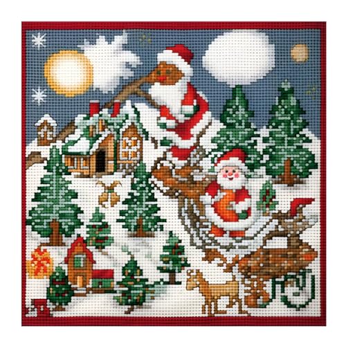 cukol cukol Kreuzstich Set Vorgedruckt Weihnachten, Stickvorlagen Stickbilder Vorgedruckt Kreuzstich Stickpackungen Stickpackung Cross Stitch Embroidery Kit Stickset Sticken Set Erwachsene Anfänger von cukol cukol