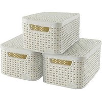 3 curver STYLE S Aufbewahrungsboxen creme 29,1 x 19,8 x 14,2 cm von curver