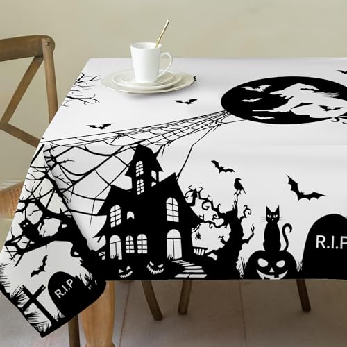 cusugbaso Halloween-Tischdecke, 152 x 308 cm, Spinnennetz, Halloween-Tischdekoration für Party, Hexen, Halloween-Tischdecke, gruselige Kürbisse, Halloween-Dekorationen für Zuhause, Party von cusugbaso