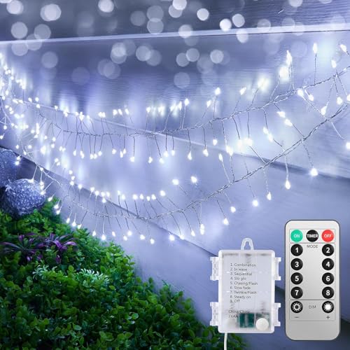 Batteriebetriebene Feenlampen mit Fernbedienung Kupferdraht Lichter wasserdichte Feuerwerkskörper Sternschnur Lichter für Deckenschlafzimmer Kranz Fenster Hochzeit Weihnachtsbaum Dekoration,weiß von cuzile