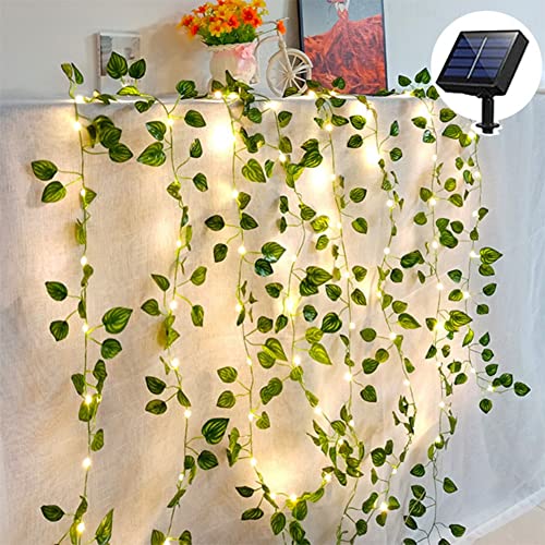 cuzile Ivy String Lichter Solar betriebene künstliche Ivy Lichter 50 LED Rebe Lichter Schlafzimmer Reben Lichter für Wand Zimmer Fenster Hochzeit Innenparty Festival Weihnachtsdekoration von cuzile