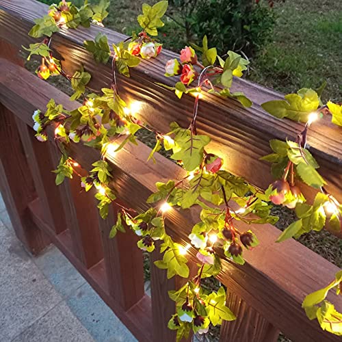 cuzile Solar Blume String Lichter, wasserdichte 50LED Rose Blume 8 Mode Solar Sternenbeleuchtung Weihnachtsfee String Lichter für Garten Pfad Häuser Hochzeit Party Dekor von cuzile