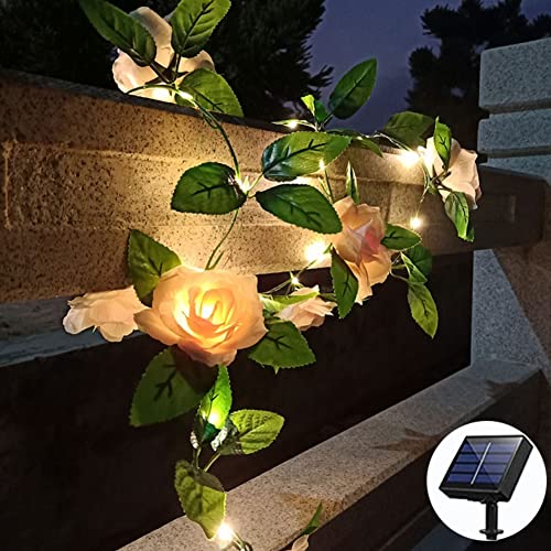 cuzile Solar Garten Lichter, 5M 50LED Solar Blume String Lichter im Freien wasserdicht, Rosen warmweiße Lichter für Yard Pathway Rasen Valentinstag Dekorationen von cuzile