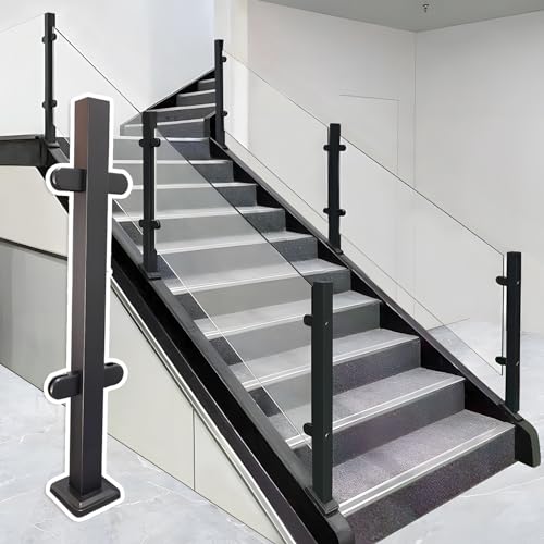 Glasgeländer Pfosten Quadratisches Geländerpfosten-System aus Edelstahl mit Klemme – Glasgeländerpfosten für Balustrade, Zaun, Balkon, Treppe, Terrasse, Innen- und Außenbereich (33,4 in / 85 cm) von cvter