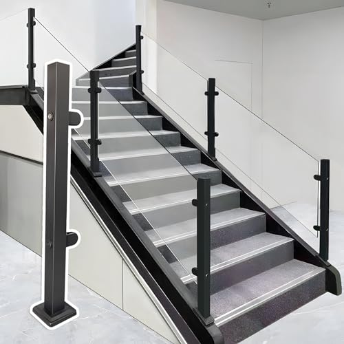 Glasgeländer Pfosten Quadratisches Geländerpfosten-System aus Edelstahl mit Klemme – Glasgeländerpfosten für Balustrade, Zaun, Balkon, Treppe, Terrasse, Innen- und Außenbereich (33,4 in / 85 cm) von cvter