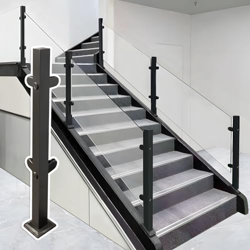 Glasgeländer Pfosten Quadratisches Geländerpfosten-System aus Edelstahl mit Klemme – Glasgeländerpfosten für Balustrade, Zaun, Balkon, Treppe, Terrasse, Innen- und Außenbereich (33,4 in / 85 cm) von cvter