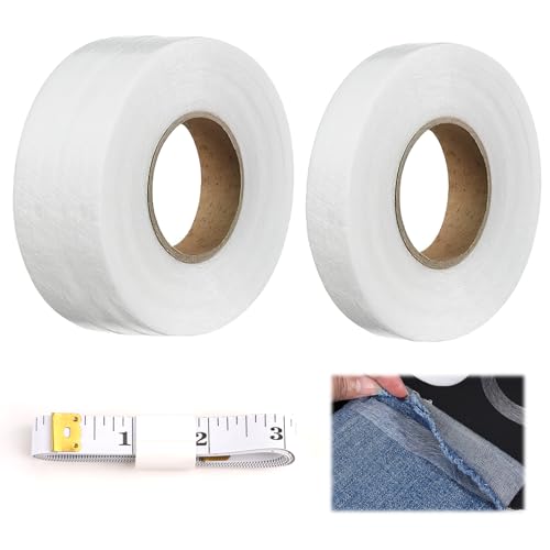 cxxtkcxxlc 2er Set Bügelband für Saumband – 20 mm x 50 m & 60 mm x 50 m – Kein Nähen erforderlich – Ideal für Kleidung, Vorhänge, Jeans, Hosen, Kragen und Bastelprojekte – Inklusive Maßband von cxxtkcxxlc