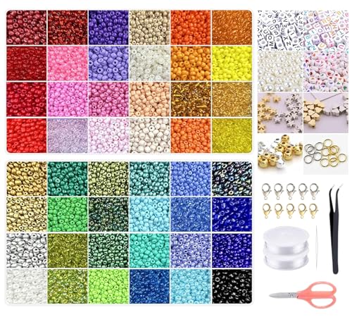 cyancommerce 17180 Stück 3mm 3mm Perlen Set DIY Glasperlen zum Auffädeln Armbänder selber machen Perlen Charms für Mädchen Kleine Perlen für Armbänder von cyancommerce