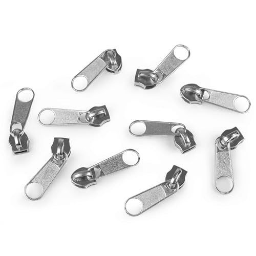 cyclingcolors 10x Reissverschluss Zipper N°5 Schieber Reißverschluss Reparatur Ersatz Zipper für Jacken Koffer Ruckäcke aus Metall, nickel von cyclingcolors