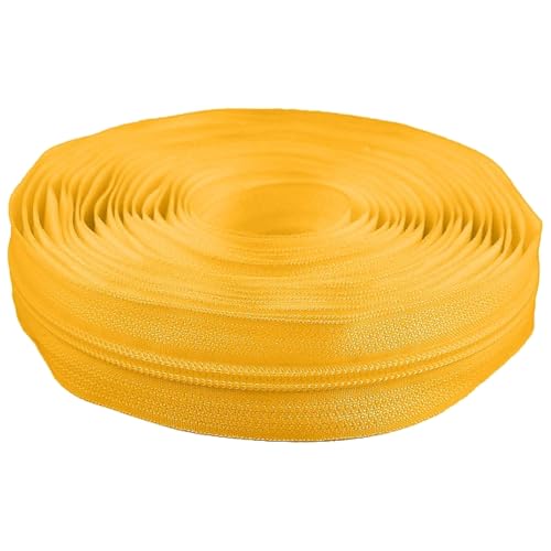 cyclingcolors 1x Reißverschlüsse Nr. 5 Länge 5 Meter Zähnen aus Gespritztem Kunststoff Polyester Open End Mesh ohne Puller Slider Zipper Kleidung Nähen Jacken Kurzwaren, Dunkelgelb von cyclingcolors