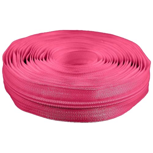 cyclingcolors 1x Reißverschlüsse Nr. 5 Länge 5 Meter Zähnen aus Gespritztem Kunststoff Polyester Open End Mesh ohne Puller Slider Zipper Kleidung Nähen Jacken Kurzwaren, Dunkelrosa von cyclingcolors