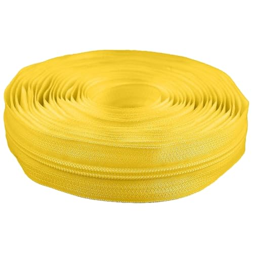 cyclingcolors 1x Reißverschlüsse Nr. 5 Länge 5 Meter Zähnen aus Gespritztem Kunststoff Polyester Open End Mesh ohne Puller Slider Zipper Kleidung Nähen Jacken Kurzwaren, Gelb von cyclingcolors