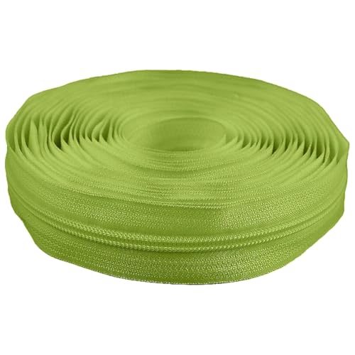 cyclingcolors 1x Reißverschlüsse Nr. 5 Länge 5 Meter Zähnen aus Gespritztem Kunststoff Polyester Open End Mesh ohne Puller Slider Zipper Kleidung Nähen Jacken Kurzwaren, Hellgrün von cyclingcolors