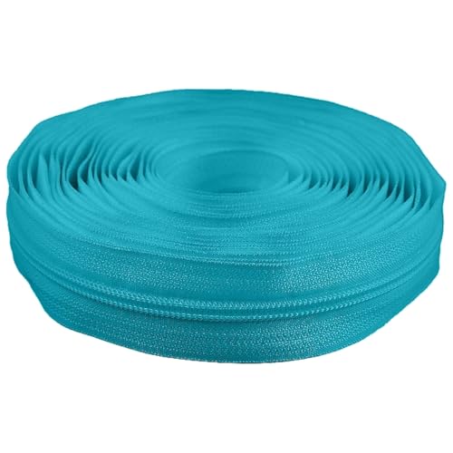 cyclingcolors 1x Reißverschlüsse Nr. 5 Länge 5 Meter Zähnen aus Gespritztem Kunststoff Polyester Open End Mesh ohne Puller Slider Zipper Kleidung Nähen Jacken Kurzwaren, Türkisblau von cyclingcolors