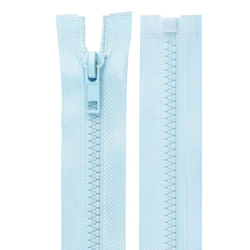 cyclingcolors 2x Reißverschlüsse Nr. 5 30 cm mit Zähnen aus Gespritztem Kunststoff Polyester Open End Mesh Puller Slider Zipper Kleidung Nähen Jacken Kurzwaren, Eisblau von cyclingcolors