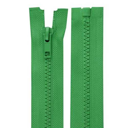 cyclingcolors 2x Reißverschlüsse Nr. 5 30 cm mit Zähnen aus Gespritztem Kunststoff Polyester Open End Mesh Puller Slider Zipper Kleidung Nähen Jacken Kurzwaren, Farngrün von cyclingcolors