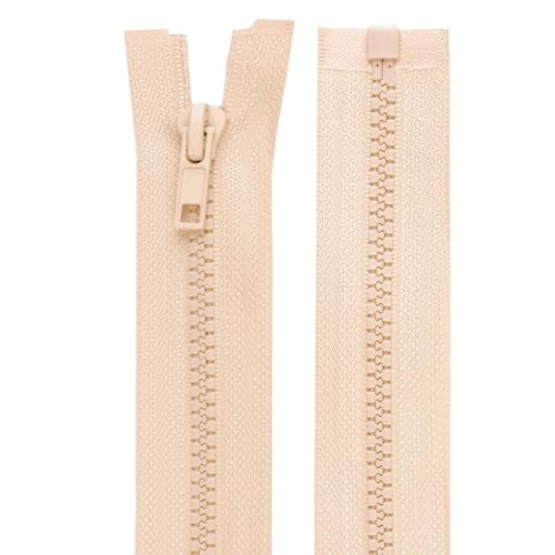 cyclingcolors 2x Reißverschlüsse Nr. 5 30 cm mit Zähnen aus Gespritztem Kunststoff Polyester Open End Mesh Puller Slider Zipper Kleidung Nähen Jacken Kurzwaren, Hellbeige von cyclingcolors