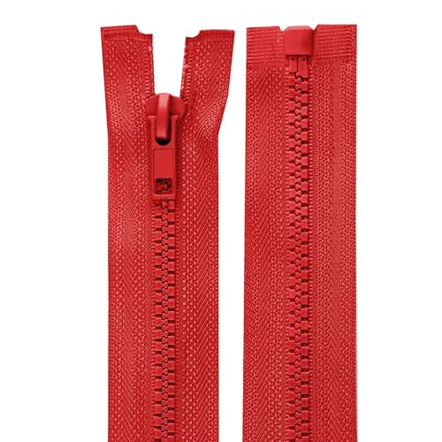 cyclingcolors 2x Reißverschlüsse Nr. 5 30 cm mit Zähnen aus Gespritztem Kunststoff Polyester Open End Mesh Puller Slider Zipper Kleidung Nähen Jacken Kurzwaren, Rot von cyclingcolors