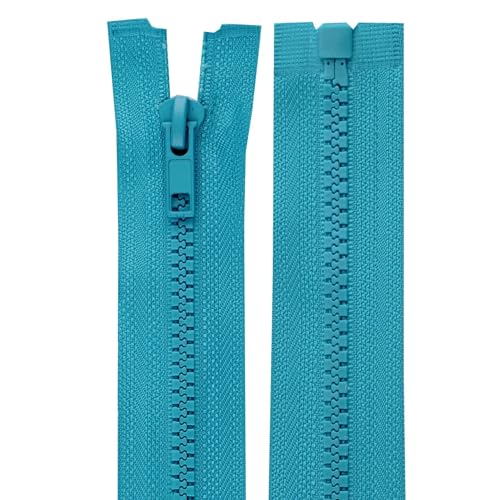 cyclingcolors 2x Reißverschlüsse Nr. 5 30 cm mit Zähnen aus Gespritztem Kunststoff Polyester Open End Mesh Puller Slider Zipper Kleidung Nähen Jacken Kurzwaren, Türkisblau von cyclingcolors