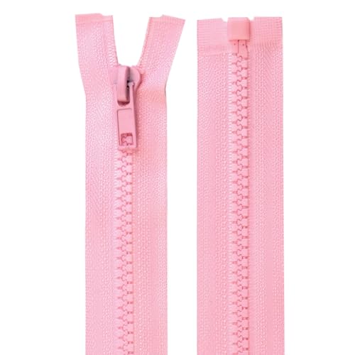 cyclingcolors 2x Reißverschlüsse Nr. 5 70 cm mit Zähnen aus Gespritztem Kunststoff Polyester Open End Mesh Puller Slider Zipper Kleidung Nähen Jacken Kurzwaren, Babyrosa von cyclingcolors