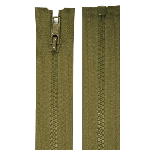 cyclingcolors 2x Reißverschlüsse Nr. 5 70 cm mit Zähnen aus Gespritztem Kunststoff Polyester Open End Mesh Puller Slider Zipper Kleidung Nähen Jacken Kurzwaren, Khaki Grün von cyclingcolors