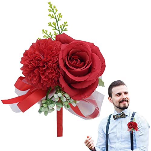 cypreason Boutonniere Hochzeit Rose Gästeanstecker Hochzeit Zubehör Künstliche Ansteckblume Bräutigam Hochzeitsanstecker Rose Blumen Anstecker, Hochzeit Rose Blumen Anstecker von cypreason