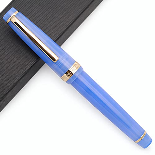 JINHAO 82 Acryl Füllfederhalter mit Iridium Feder (Feine Feder, Azurblau mit Gold Clip) von czxwyst