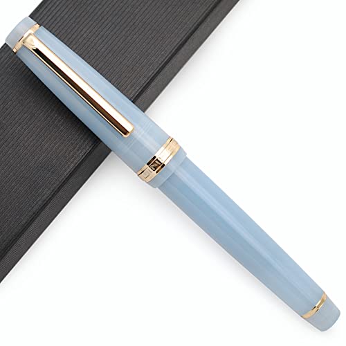 JINHAO 82 Acryl Füllfederhalter mit Iridium Feder (Feine Feder, Transparent Graublau mit Gold Clip) von czxwyst