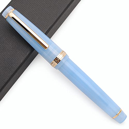 JINHAO 82 Acryl Füllfederhalter mit Iridium Feder (Feine Feder, Transparent Hellblau mit Gold Clip) von czxwyst