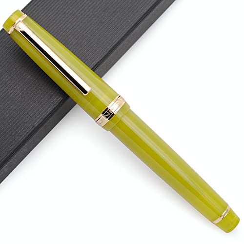 JINHAO 82 Acryl Füllfederhalter mit Iridium Feder (Feine Feder, Transparent Ingwergelb mit Gold Clip) von czxwyst