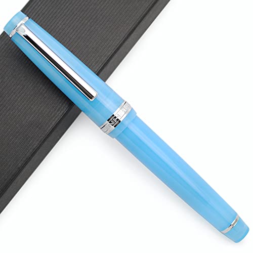 JINHAO 82 Acryl Füllfederhalter mit Iridium Feder (Feine Feder, Transparent Ocean Blau mit Silbernem Clip) von czxwyst