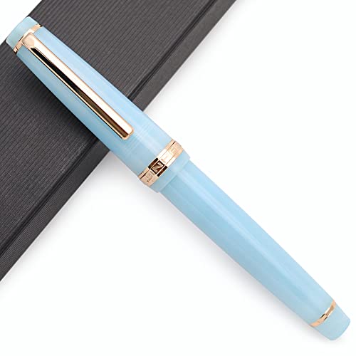 JINHAO 82 Acryl Füllfederhalter mit Iridium Feder (Feine Feder, Transparent Sky Blau mit Gold Clip) von czxwyst